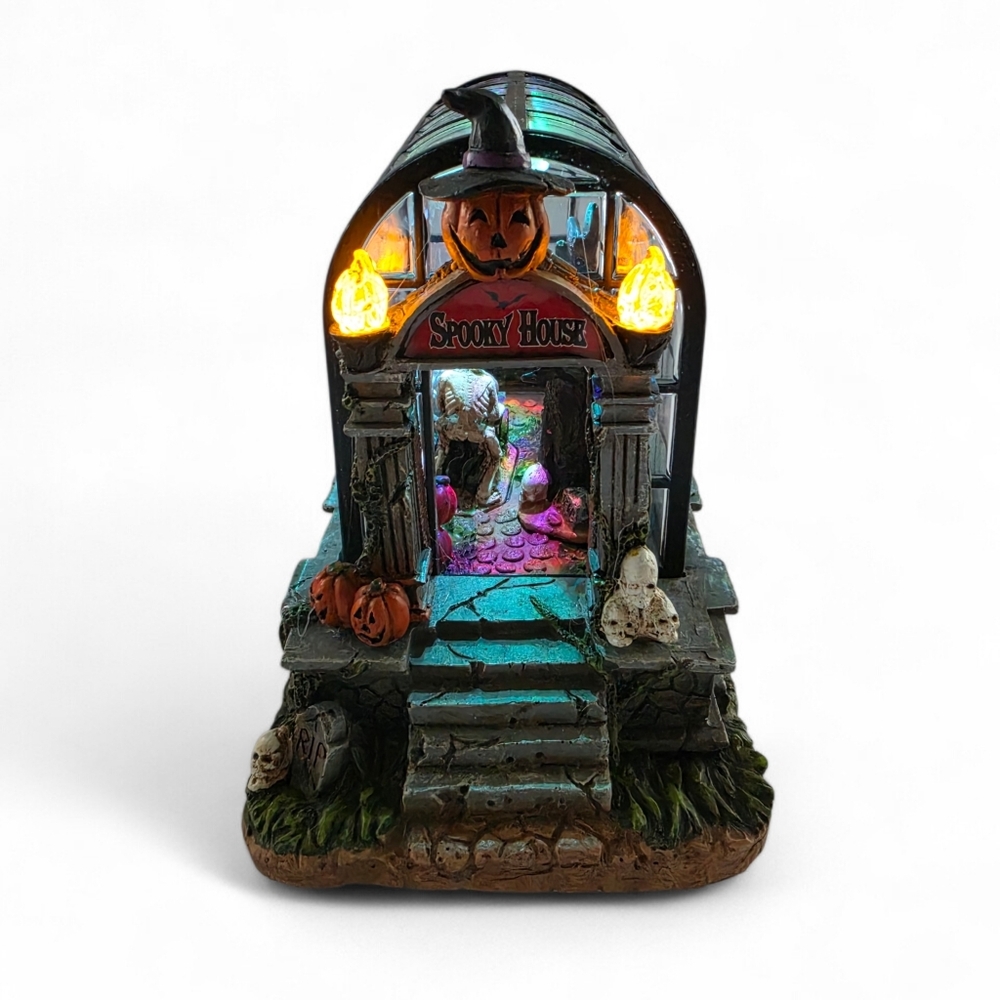 Pumpkin Hollow Spooky Greenhouse LED Color Changing Musical Halloween Village Bu - Picture 3 of 11